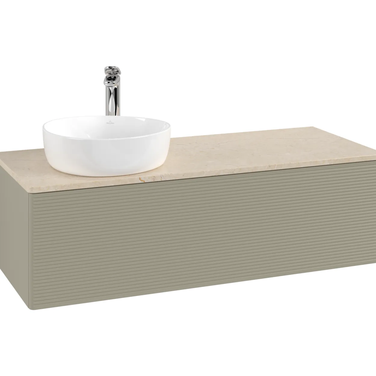 V&b antao servantskap 1 skuff rillet 1200x360x500 venstre m/kranhull stengrå/créme