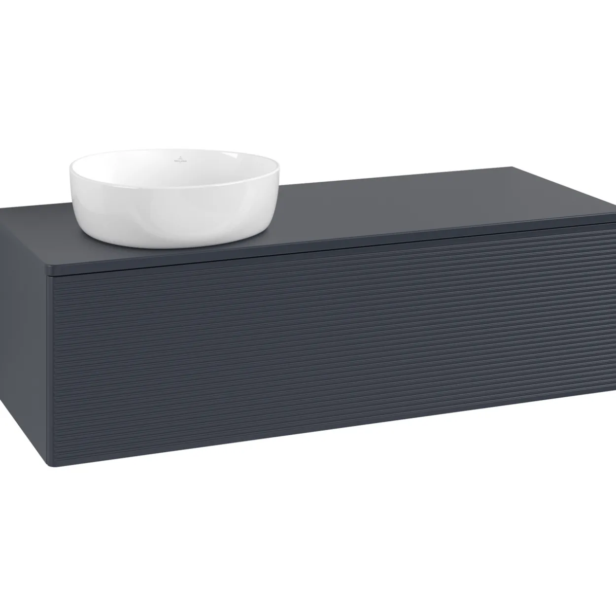 V&b antao servantskap 1 skuff rillet 1200x360x500 venstre u/kranhull blå