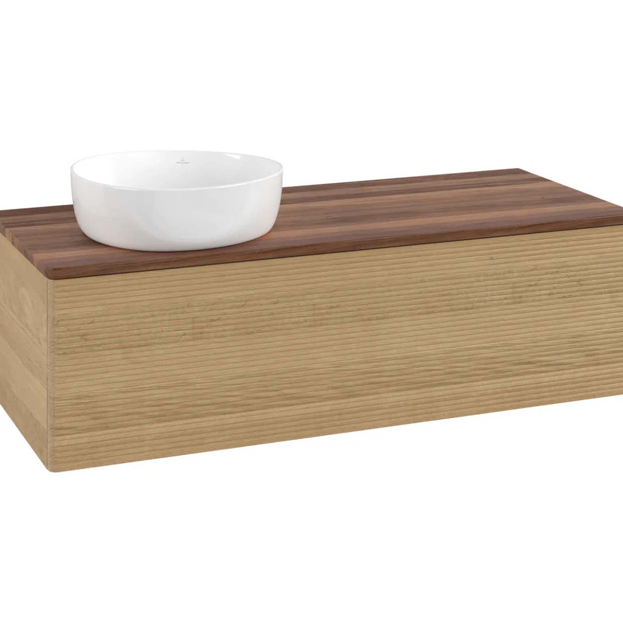V&b antao servantskap 1 skuff rillet 1200x360x500 venstre u/kranhull eik/valnøtt
