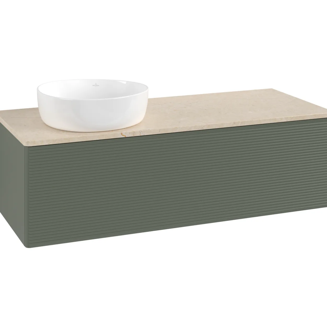 V&b antao servantskap 1 skuff rillet 1200x360x500 venstre u/kranhull grønn/créme
