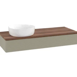 V&b antao servantskap 1 skuff rillet 1200x190x500 venstre u/kranhull m/lys stengrå/valnøtt