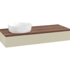 V&b antao servantskap 1 skuff rillet 1200x190x500 venstre u/kranhull silkegrå/valnøtt