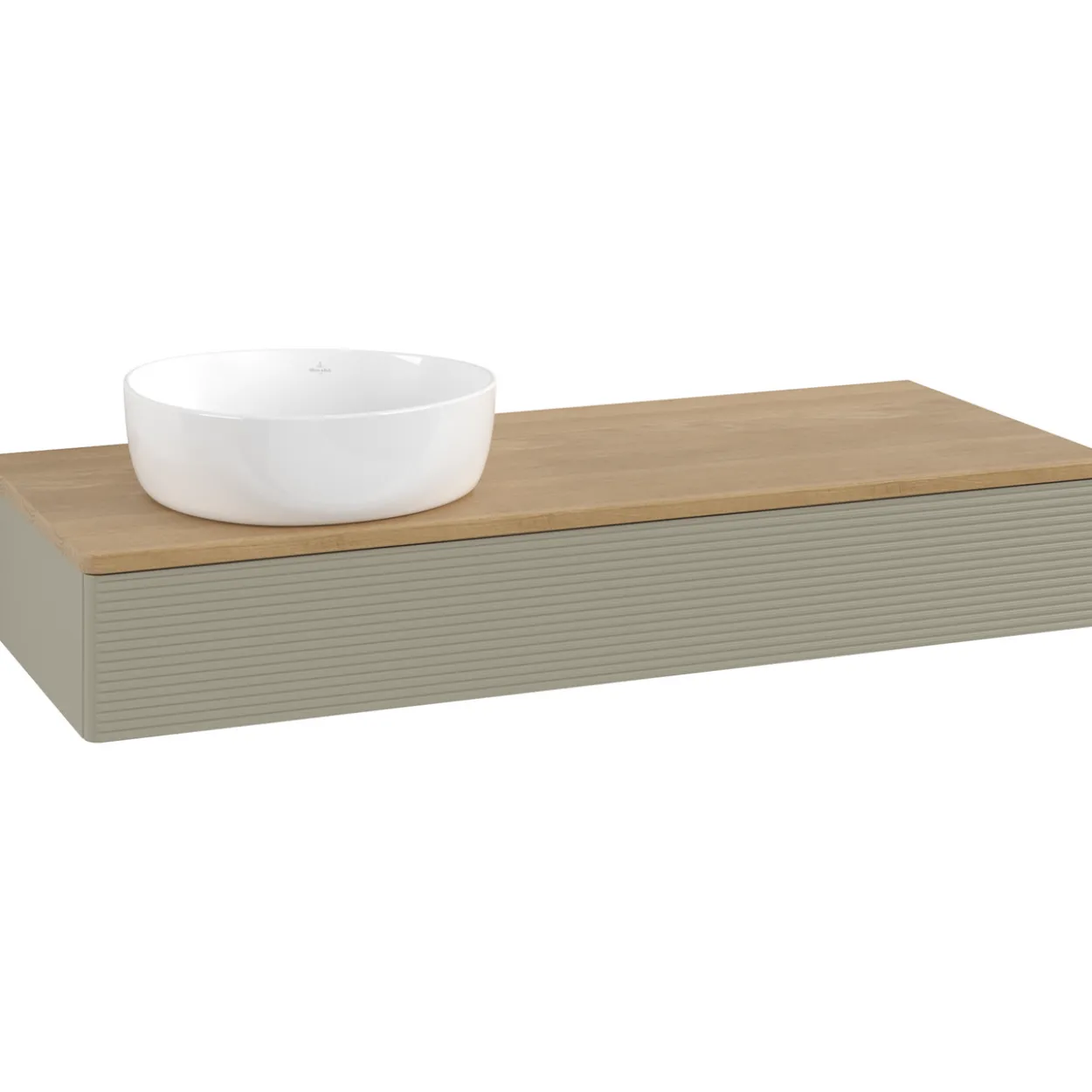 V&b antao servantskap 1 skuff rillet 1200x190x500 venstre u/kranhull stengrå/eik