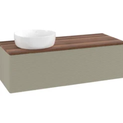 V&b antao servantskap 1 skuff rillet 1200x360x500 venstre u/kranhull stengrå/valnøtt