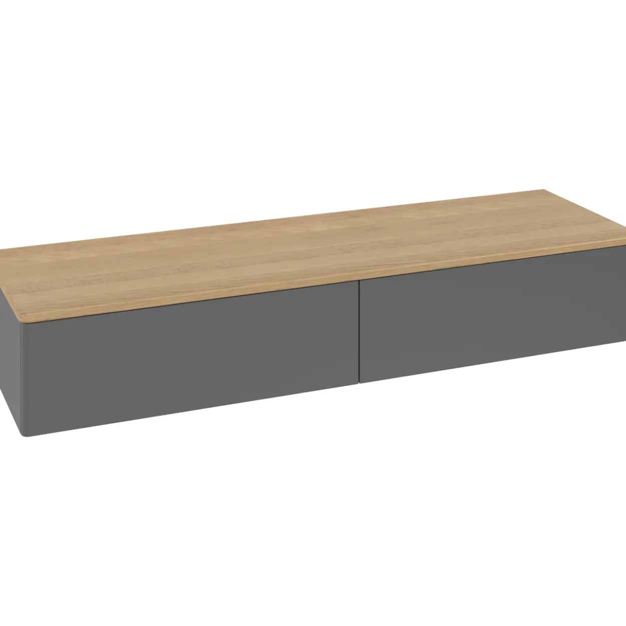 V&b antao sideskap 2 skuffer glatt 1600x268x500 antrasitt/eik