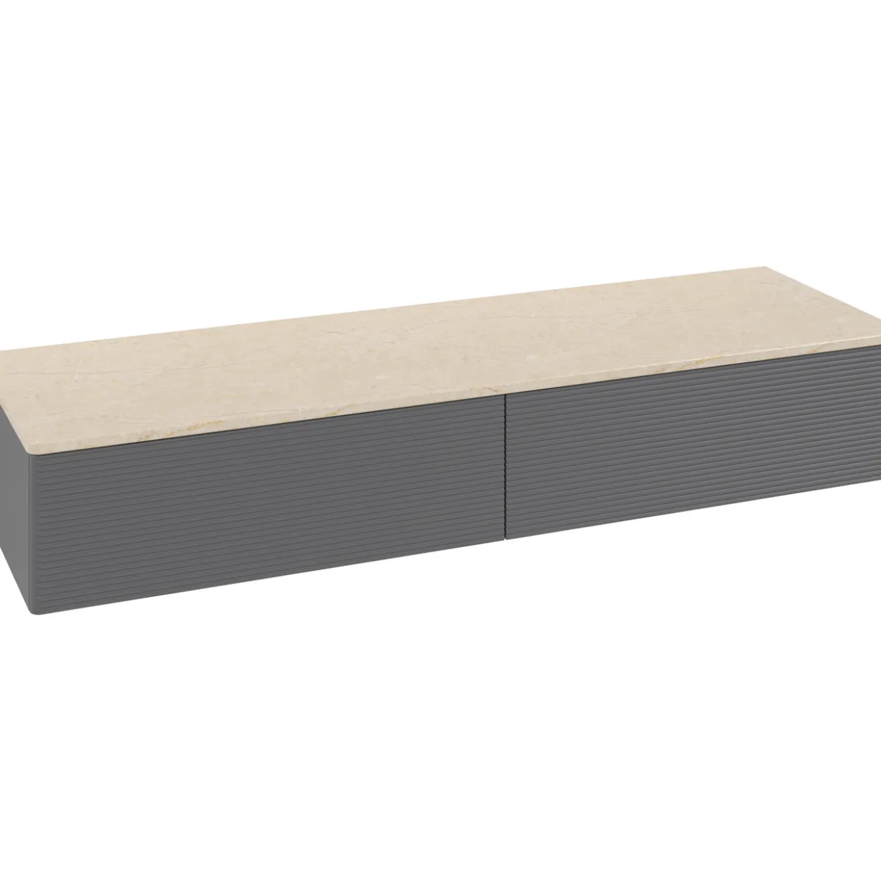V&b antao sideskap 2 skuffer rillet 1600x268x500 antrasitt/créme