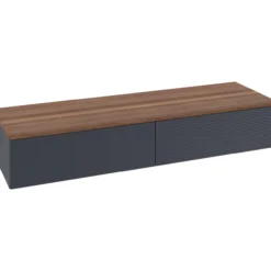 V&b antao sideskap 2 skuffer rillet 1600x268x500 blå/valnøtt