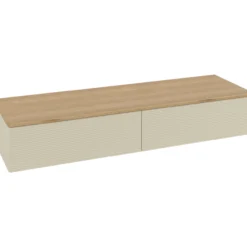 V&b antao sideskap 2 skuffer rillet 1600x268x500 silkegrå/eik