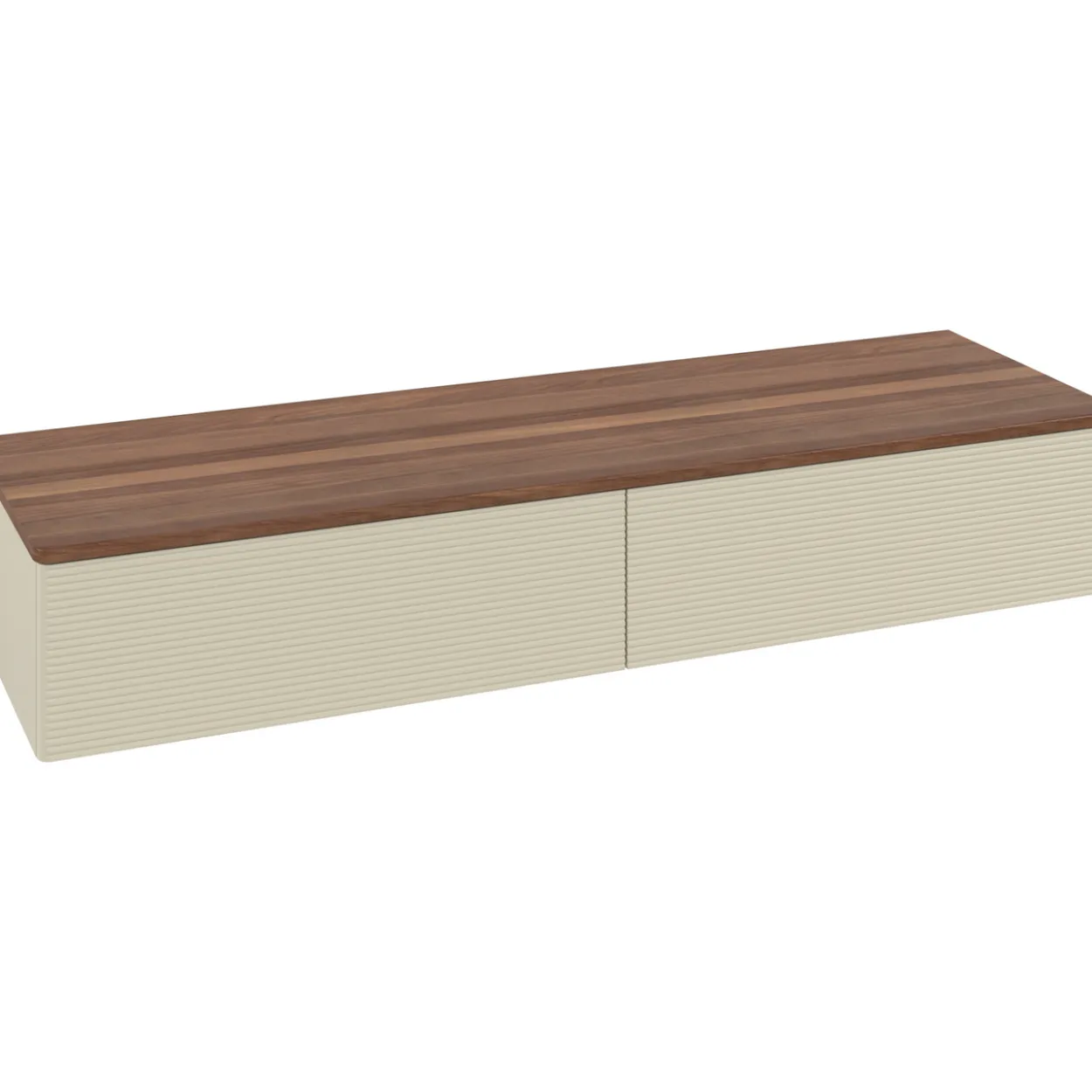 V&b antao sideskap 2 skuffer rillet 1600x268x500 silkegrå/valnøtt