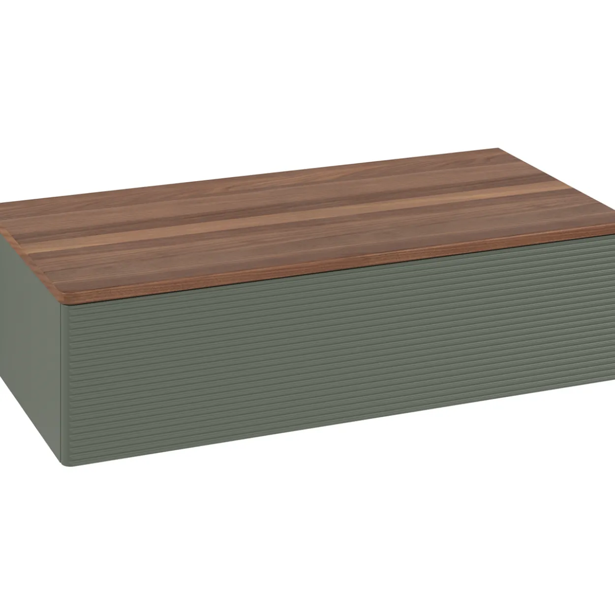 V&b antao sideskap 1 skuff rillet 1000x268x500 grønn/valnøtt