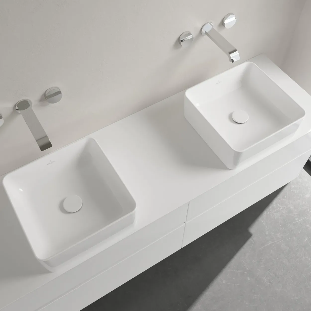 V&b collaro servant 38x38, titanceram hvit alpin u/armaturhull og overløp