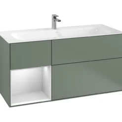 V&b finion servantskap 120 oliven matt lakk emotion-lys, venstrestilt hvitmatt hylle