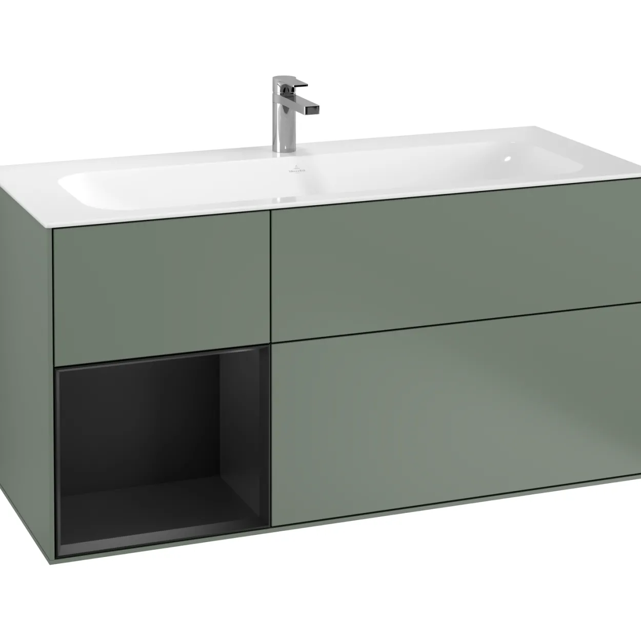 V&b finion servantskap 120 oliven matt lakk emotion-lys, venstrestilt svart matt hylle