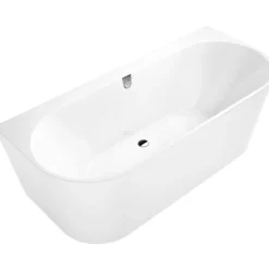 V&b oberon 2.0 back-to-wall badekar 180x80 hvit alpin m/avløpssett i hvit/krom