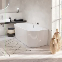 V&b oberon 2.0 back-to-wall badekar 180x80 hvit alpin m/avløpssett i hvit/krom