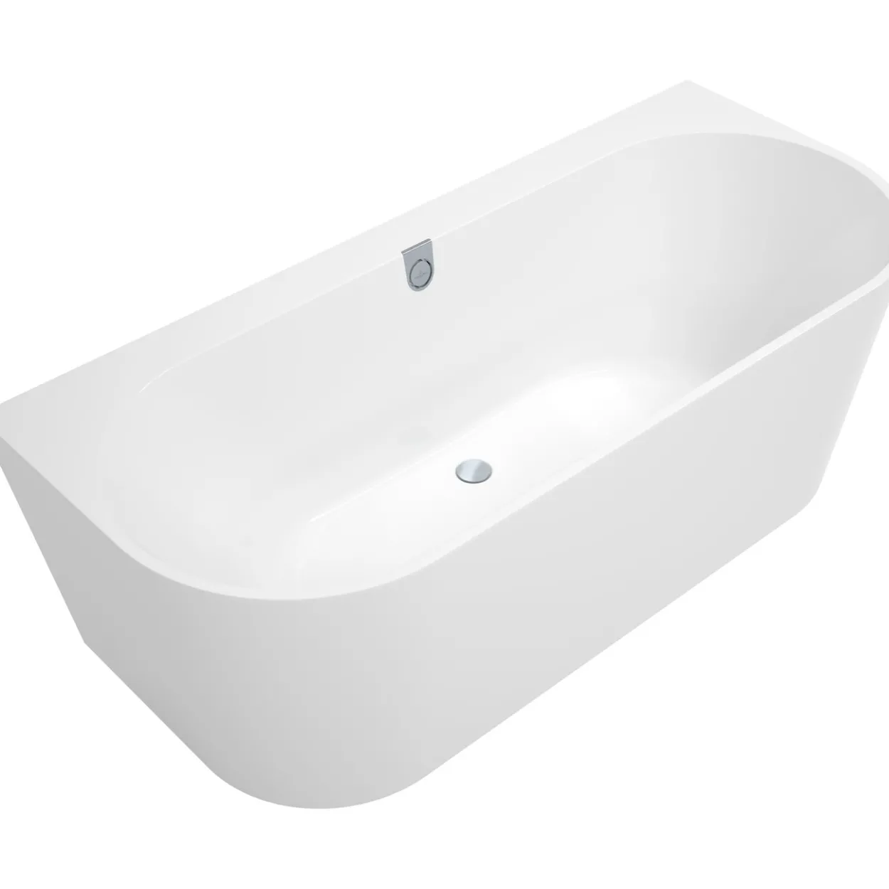 V&b oberon 2.0 back-to-wall badekar 180x80 hvit alpin m/avløpssett i hvit/krom