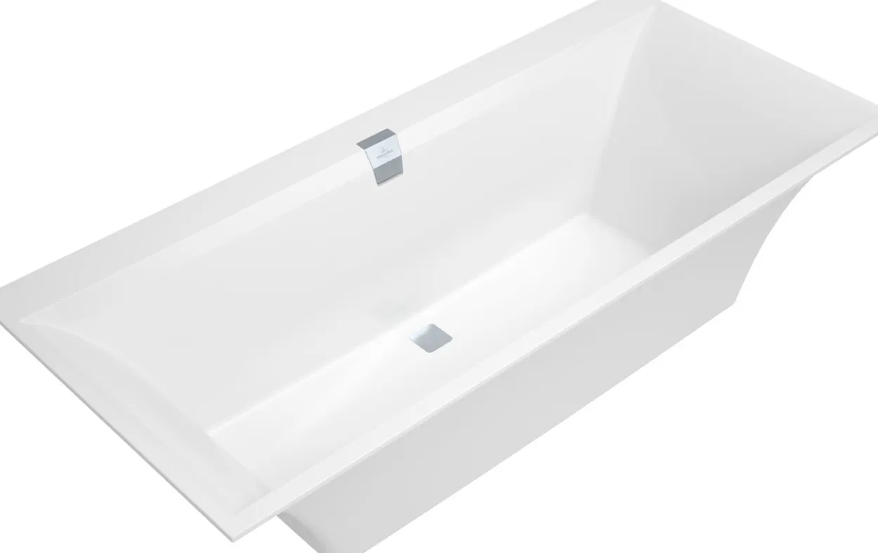 V&b squaro edge 12 badekar 180x80 for innbygging med avløpssett i krom
