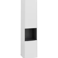 V&b subway 3.0 høyskap 40x171 høyre 2 dører & hylle pure white håndtak i volcano black