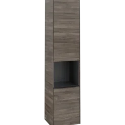V&b subway 3.0 høyskap 40x171 venstre 2 dører & hylle stone oak håndtak i volcano black