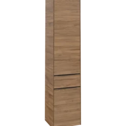 V&b subway 3.0 høyskap 40x171 venstre 2 dører & skuff kansas oak håndtak i volcano black