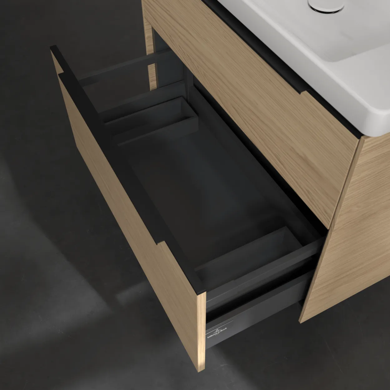 V&b subway 3.0 servantskap 77x57 arizona oak m/lys håndtak i volcano black