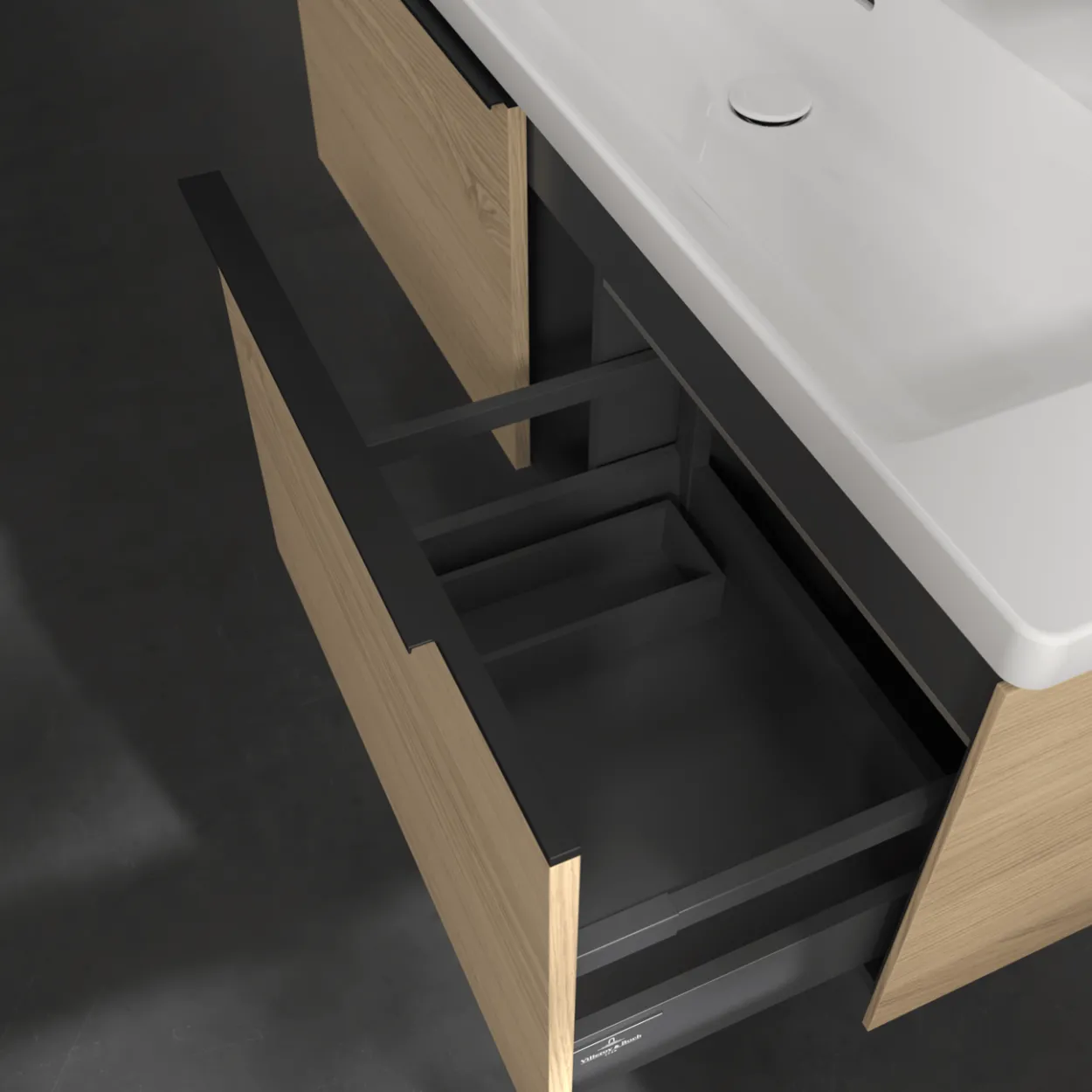 V&b subway 3.0 servantskap 127x42 arizona oak m/lys håndtak i volcano black