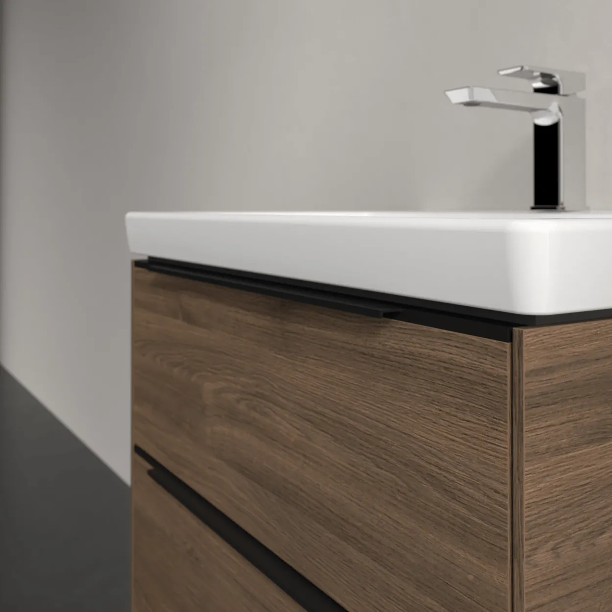 V&b subway 3.0 servantskap 62x57 arizona oak m/lys håndtak i volcano black