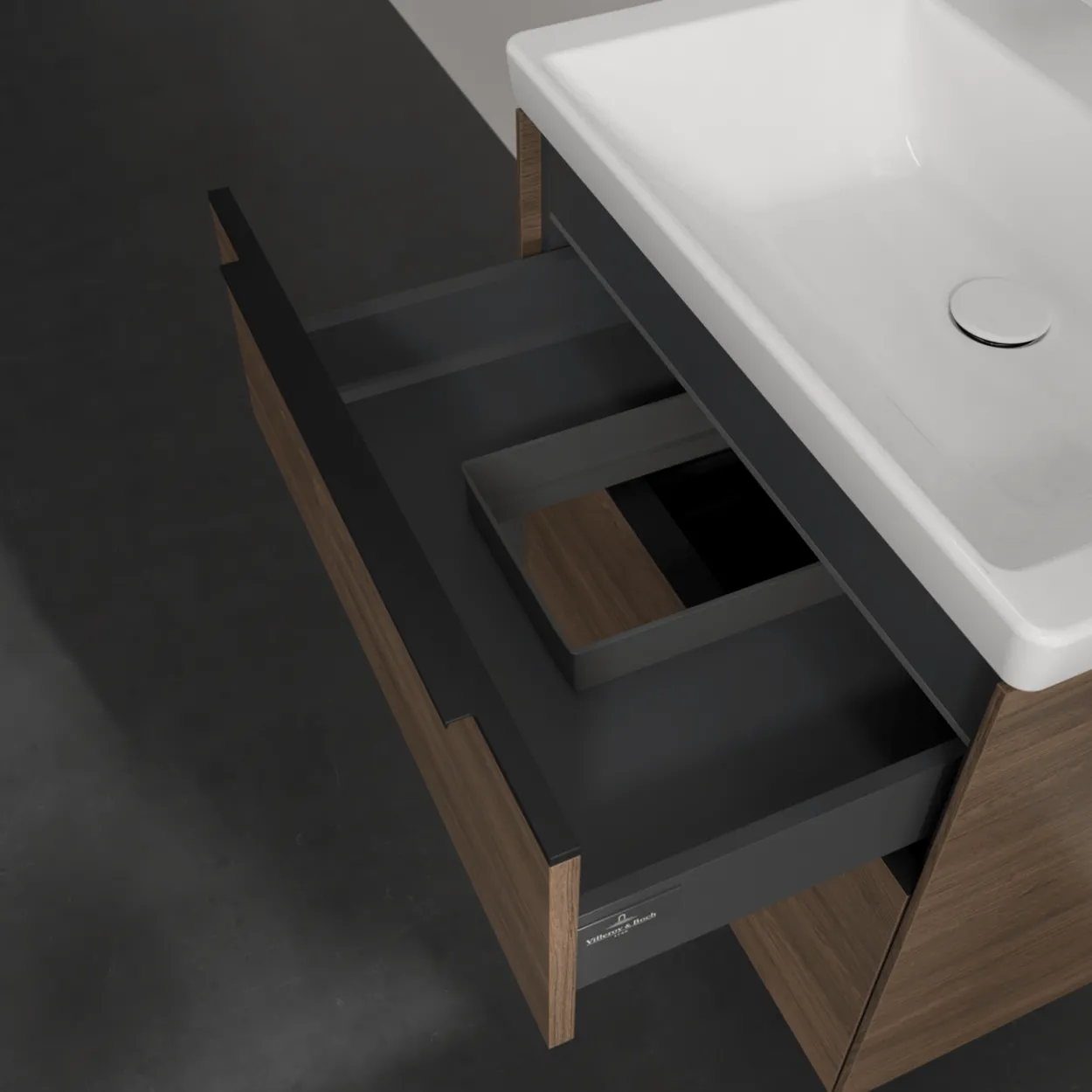 V&b subway 3.0 servantskap 62x57 arizona oak m/lys håndtak i volcano black