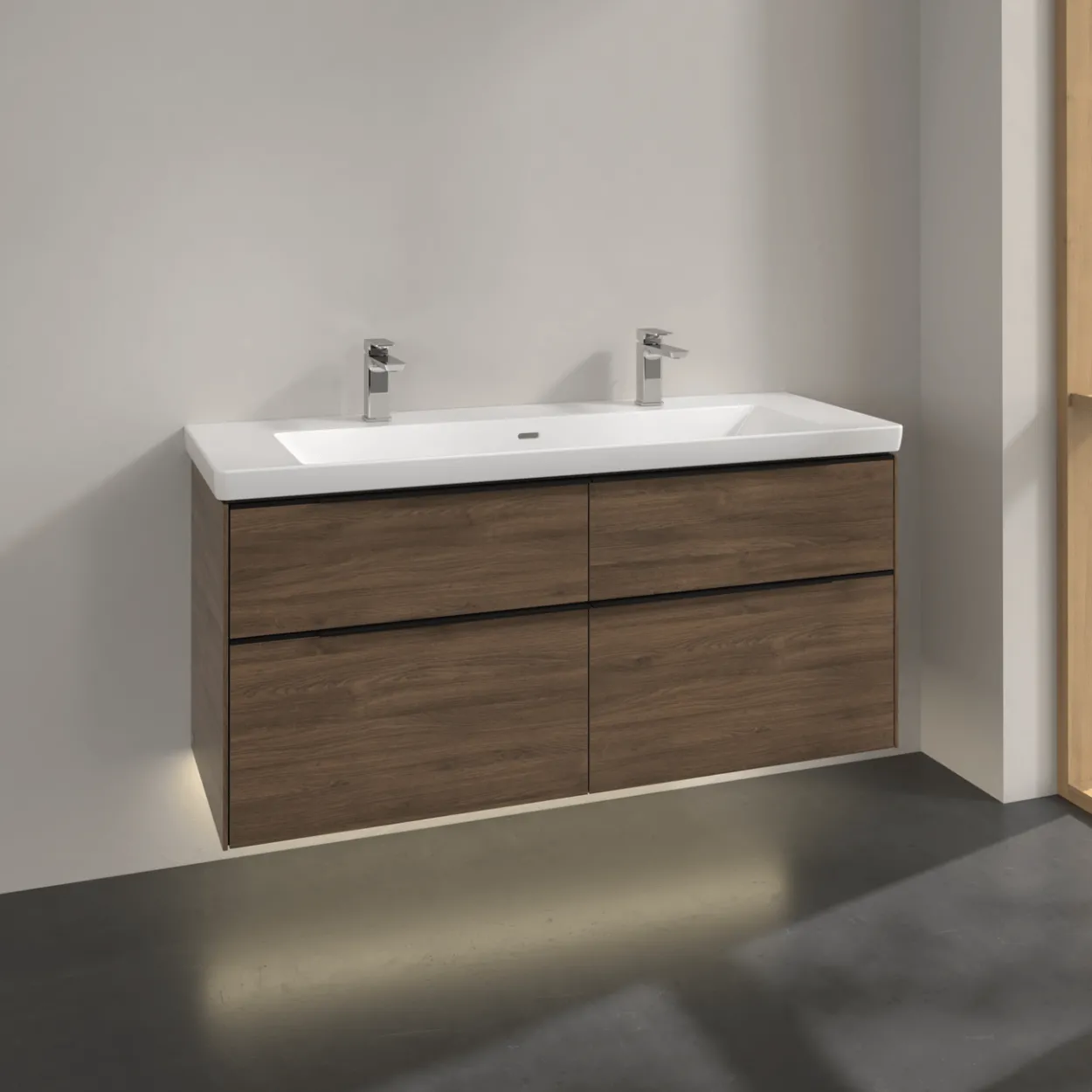 V&b subway 3.0 servantskap 127x57 arizona oak m/lys håndtak i volcano black