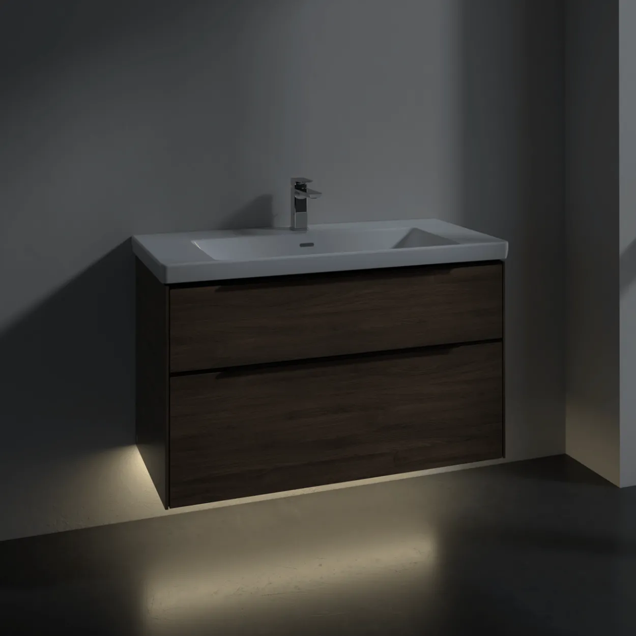 V&b subway 3.0 servantskap 97x57 arizona oak m/lys håndtak i volcano black