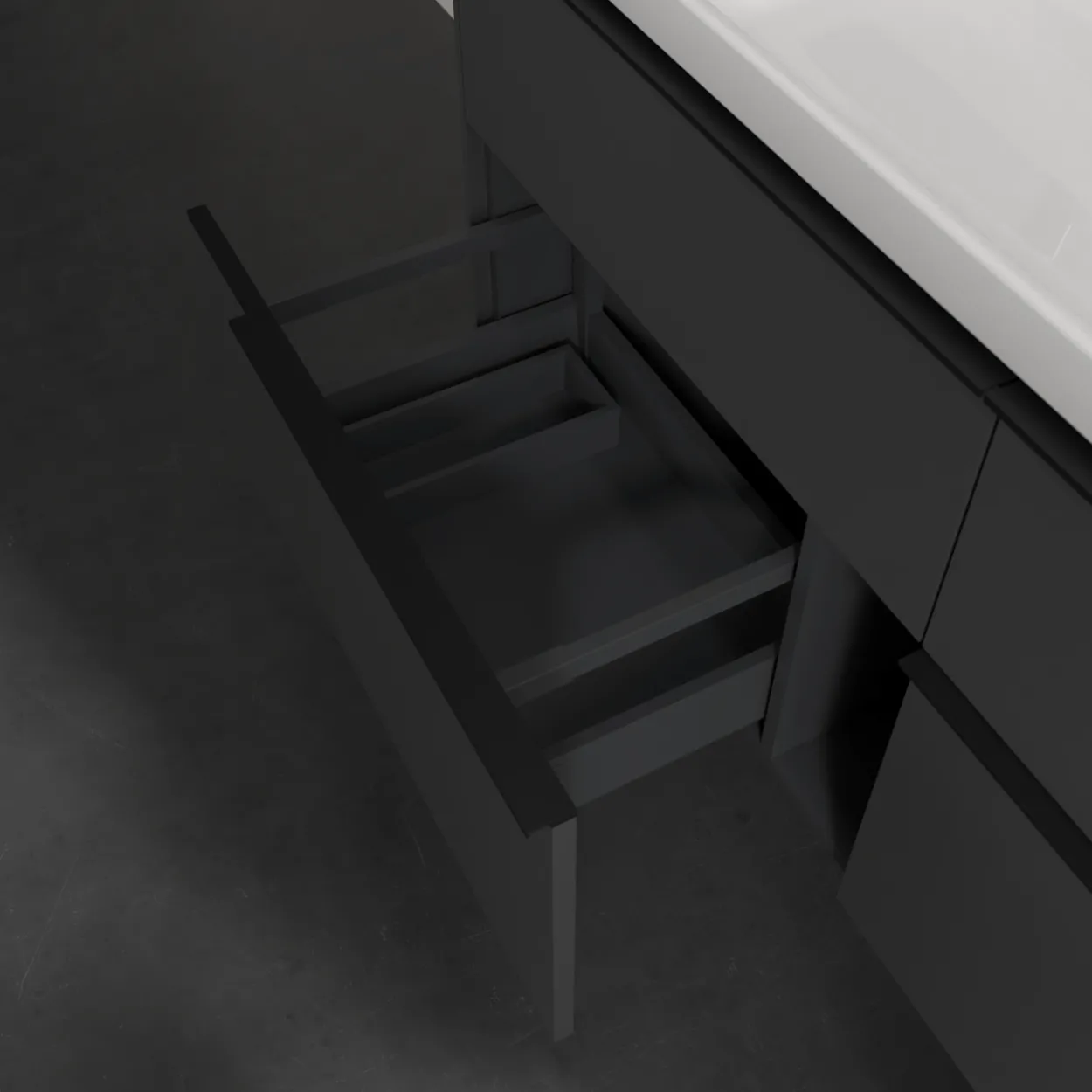 V&b subway 3.0 servantskap 127x57 black graphite håndtak i volcano