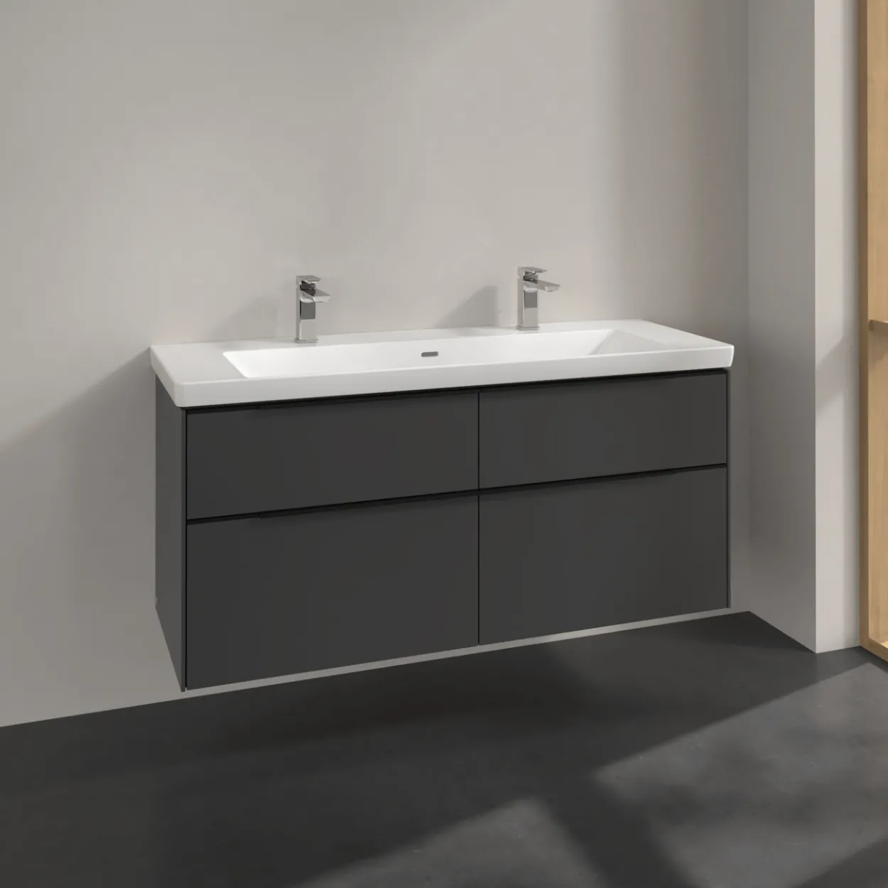 V&b subway 3.0 servantskap 127x57 black graphite håndtak i volcano
