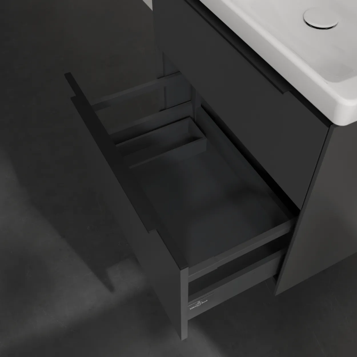V&b subway 3.0 servantskap 62x57 black graphite håndtak i volcano