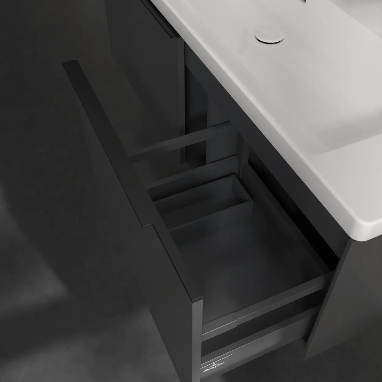 V&b subway 3.0 servantskap 127x42 black graphite håndtak i volcano