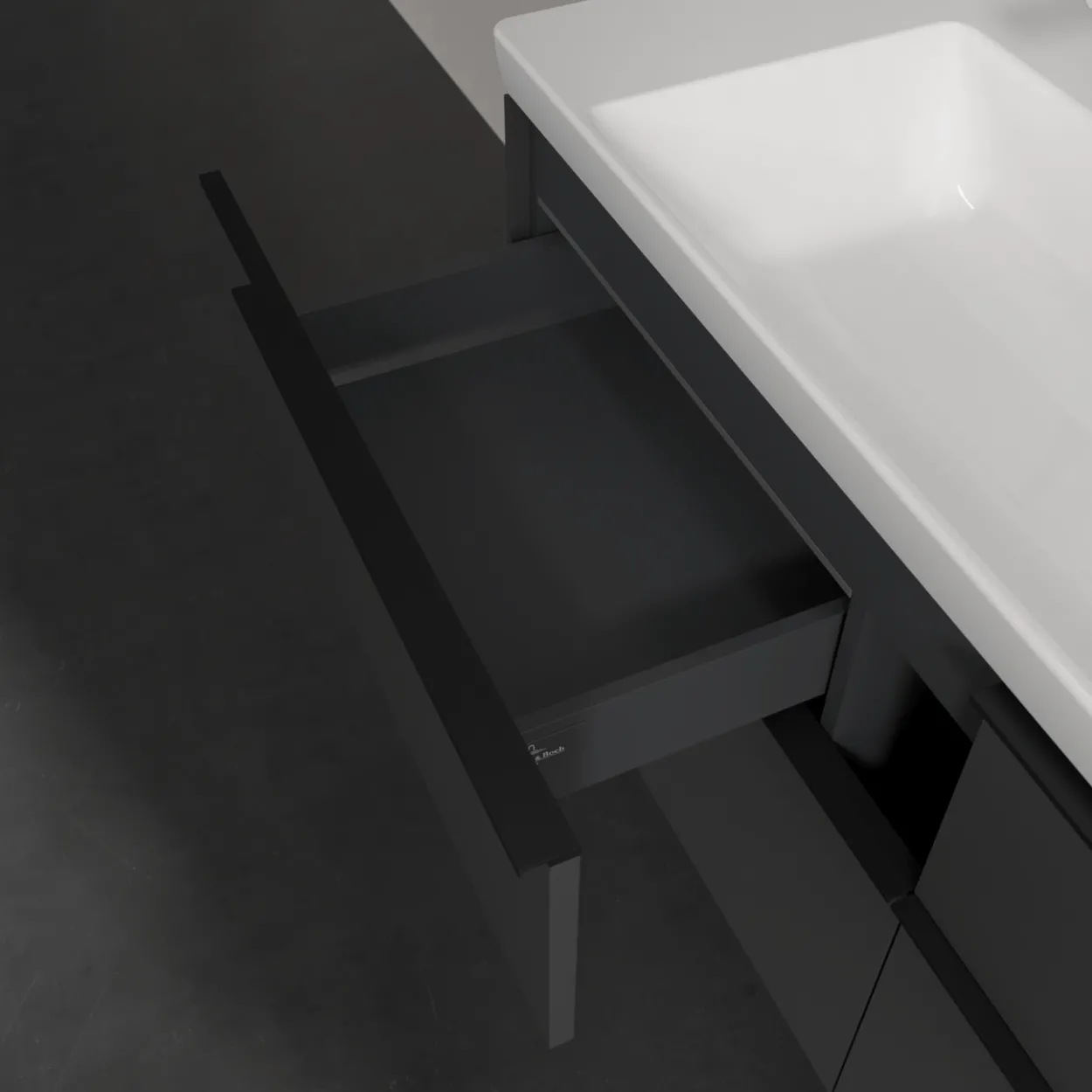 V&b subway 3.0 servantskap 127x57 black graphite m/lys håndtak i volcano