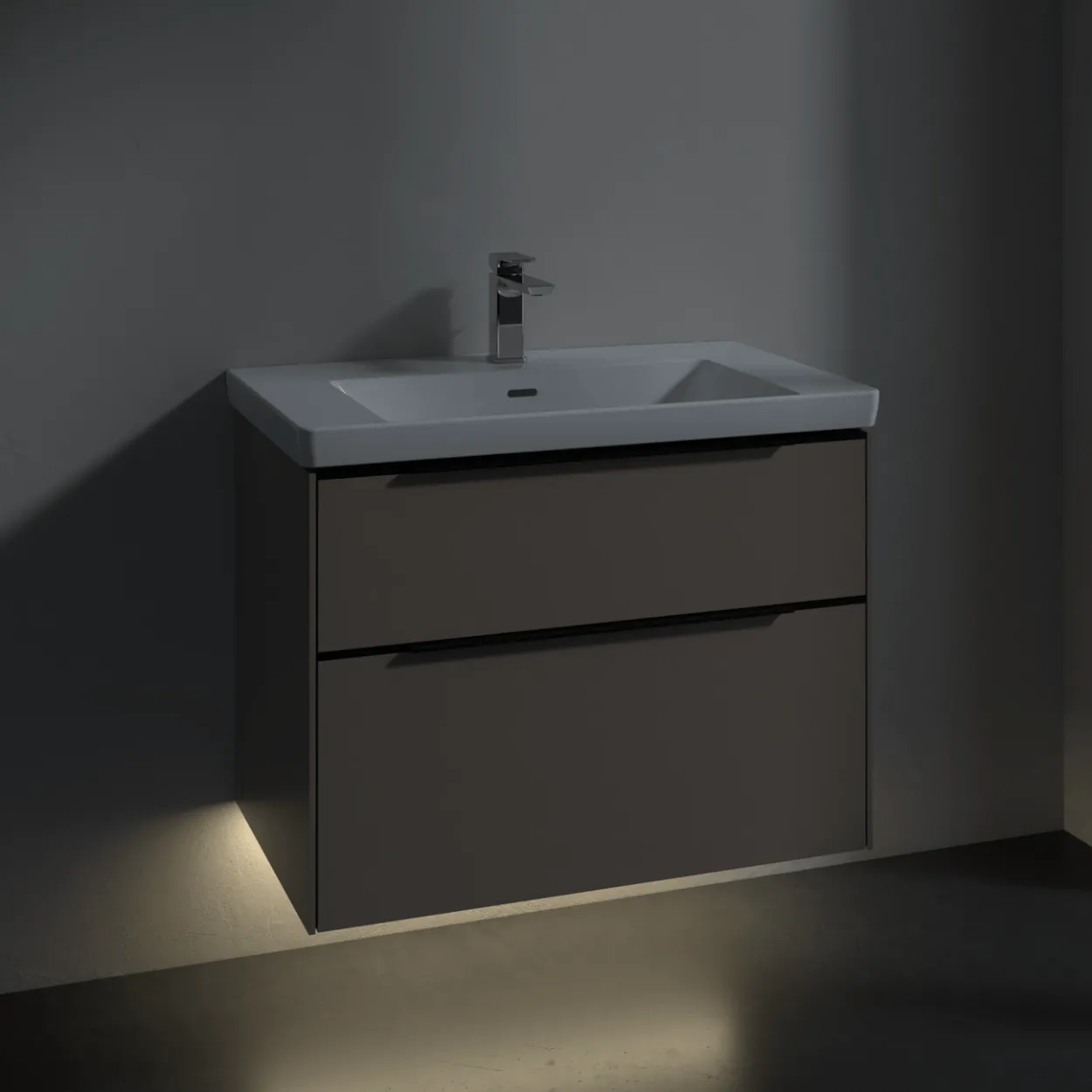 V&b subway 3.0 servantskap 77x57 black taupe m/lys håndtak i volcano