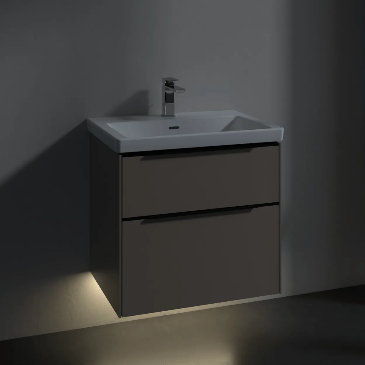 V&b subway 3.0 servantskap 62x57 black taupe m/lys håndtak i volcano