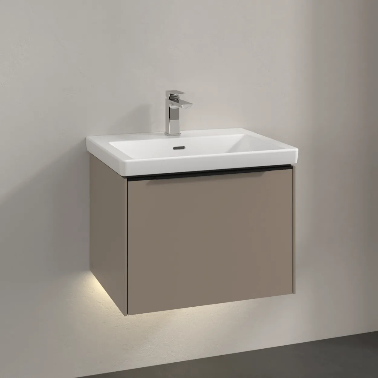 V&b subway 3.0 servantskap 57x42 black taupe m/lys håndtak i volcano
