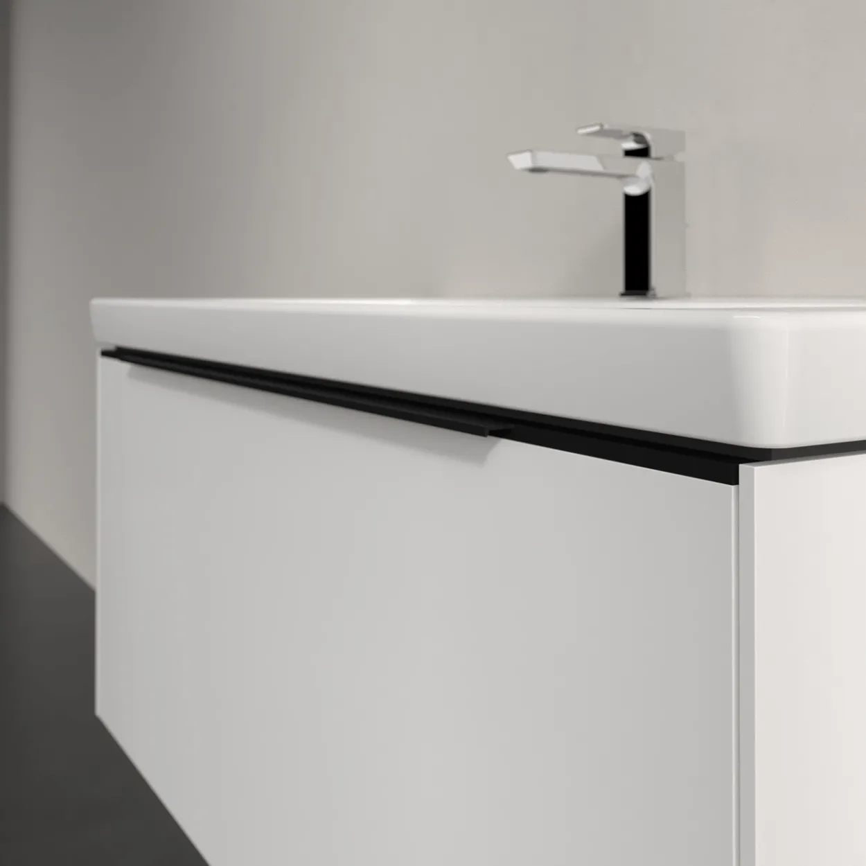 V&b subway 3.0 servantskap 97x42 brilliant white håndtak i volcano black