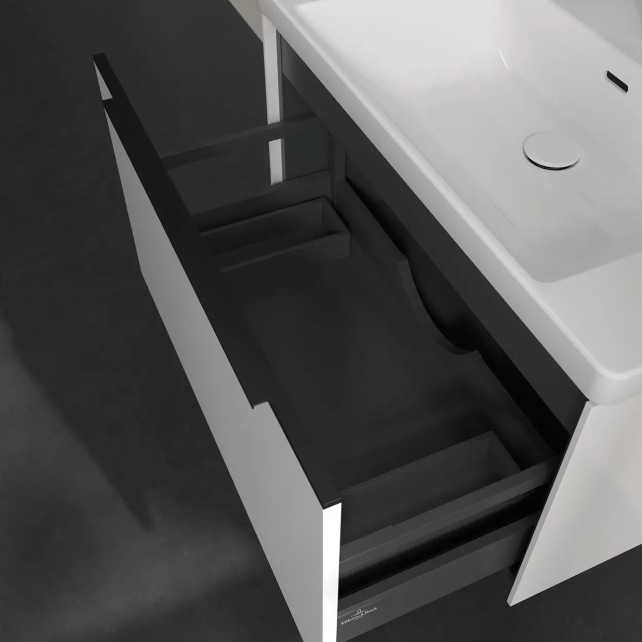V&b subway 3.0 servantskap 77x42 brilliant white håndtak i volcano black