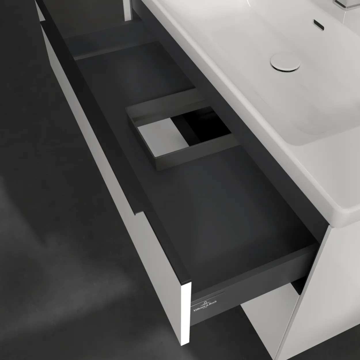 V&b subway 3.0 servantskap 97x57 brilliant white håndtak i volcano black