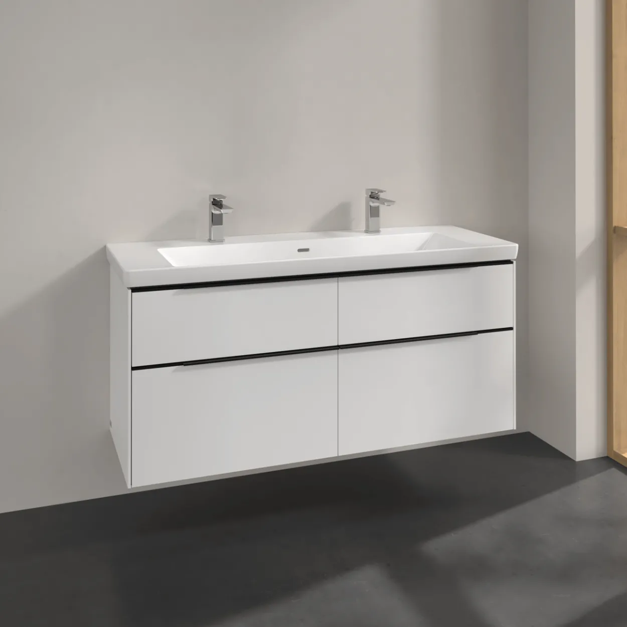 V&b subway 3.0 servantskap 127x57 brilliant white håndtak i volcano black
