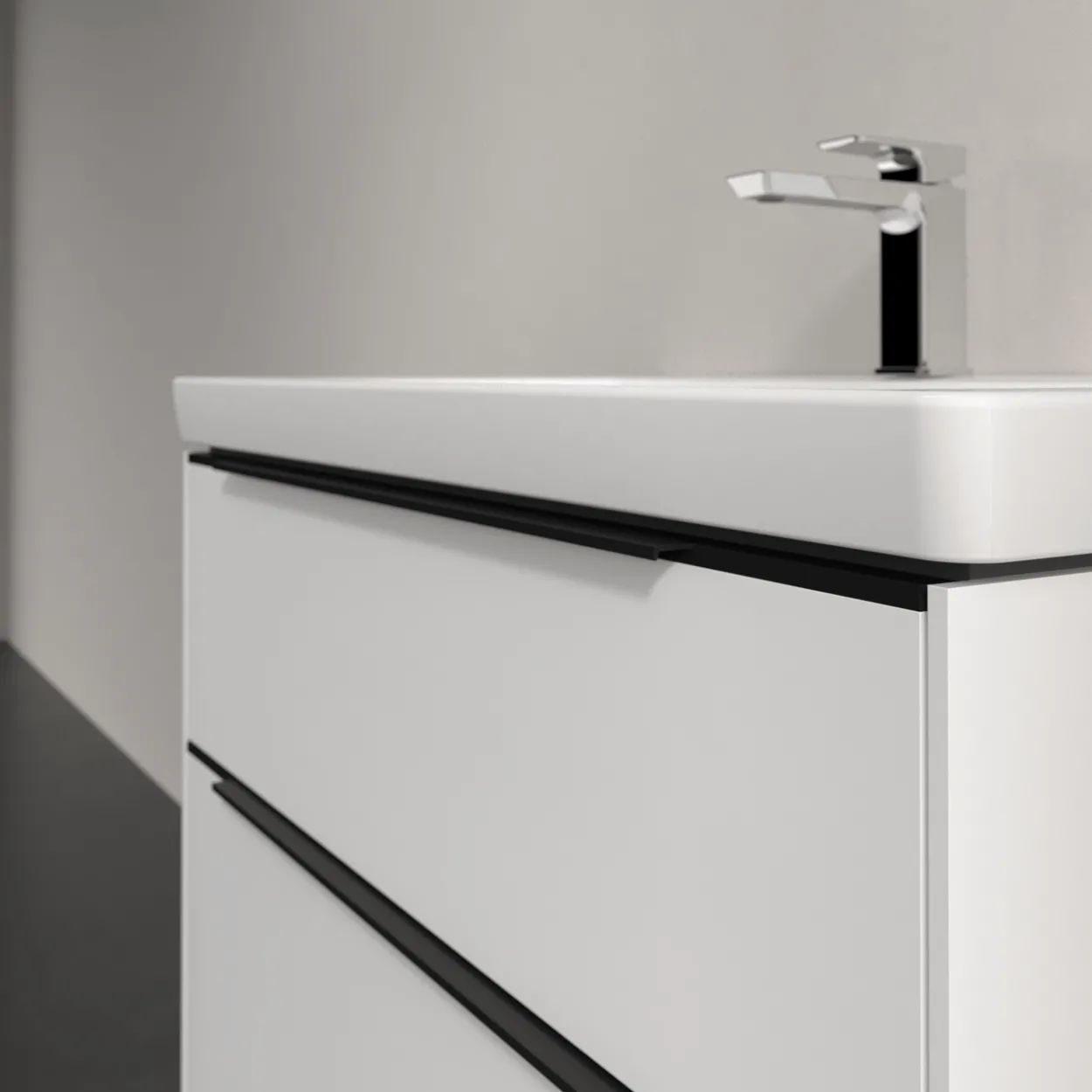 V&b subway 3.0 servantskap 77x57 brilliant white håndtak i volcano black