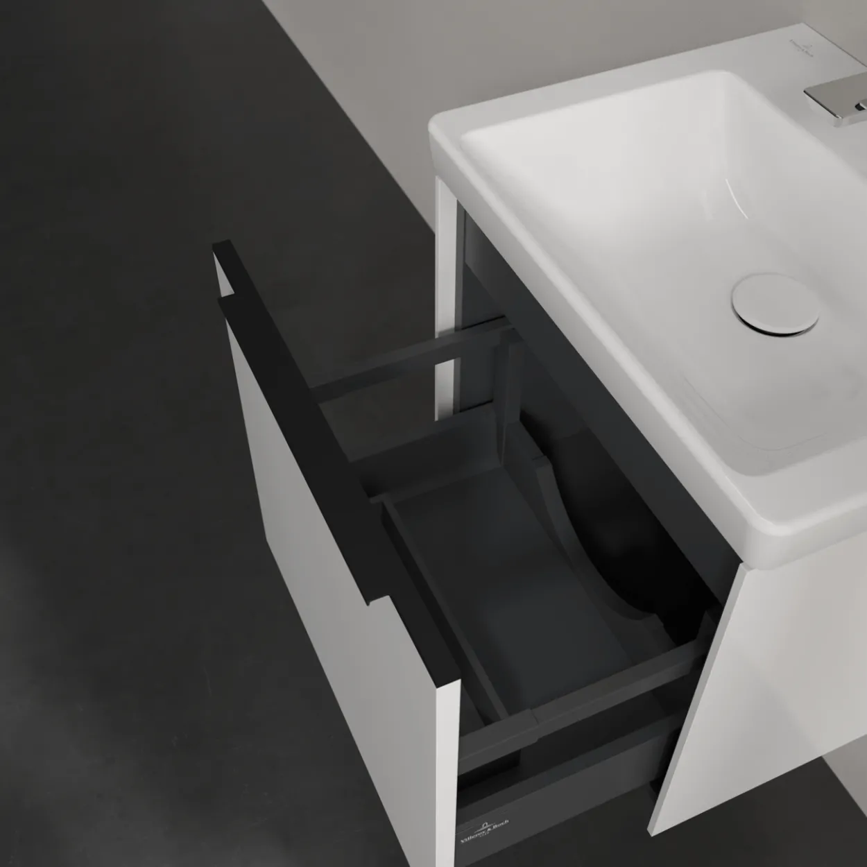 V&b subway 3.0 servantskap 47x42 brilliant white håndtak i volcano black