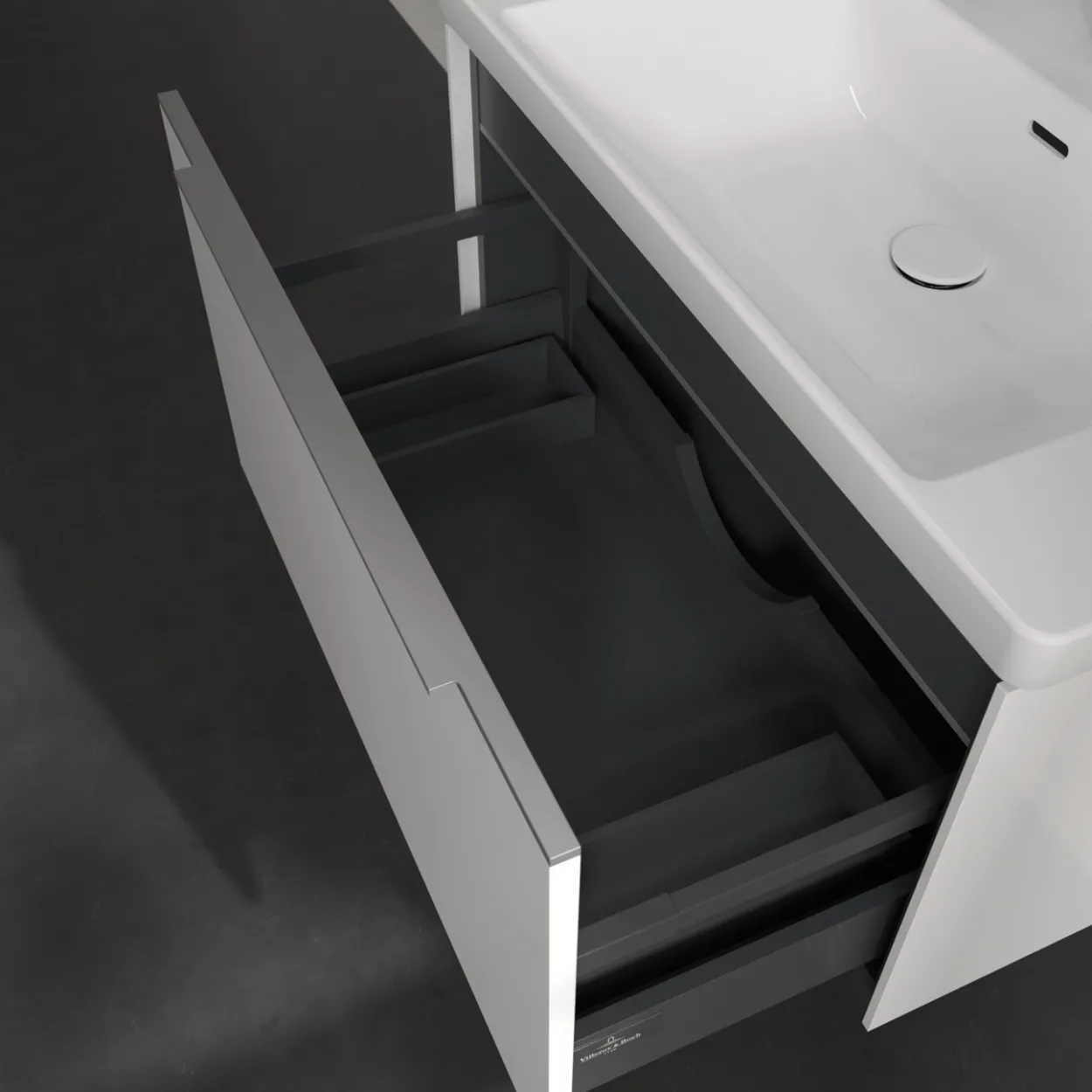 V&b subway 3.0 servantskap 77x42 brilliant white m/lys håndtak i krom