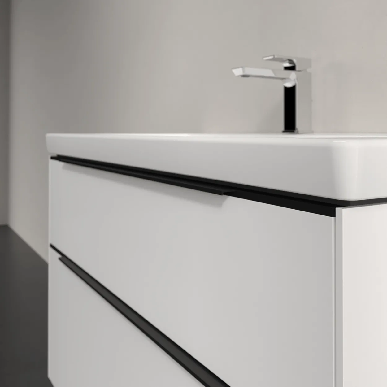 V&b subway 3.0 servantskap 97x57 brilliant white m/lys håndtak i volcano black