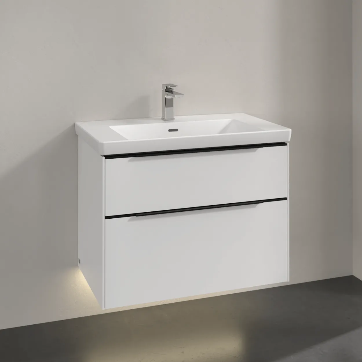 V&b subway 3.0 servantskap 77x57 brilliant white m/lys håndtak i volcano black