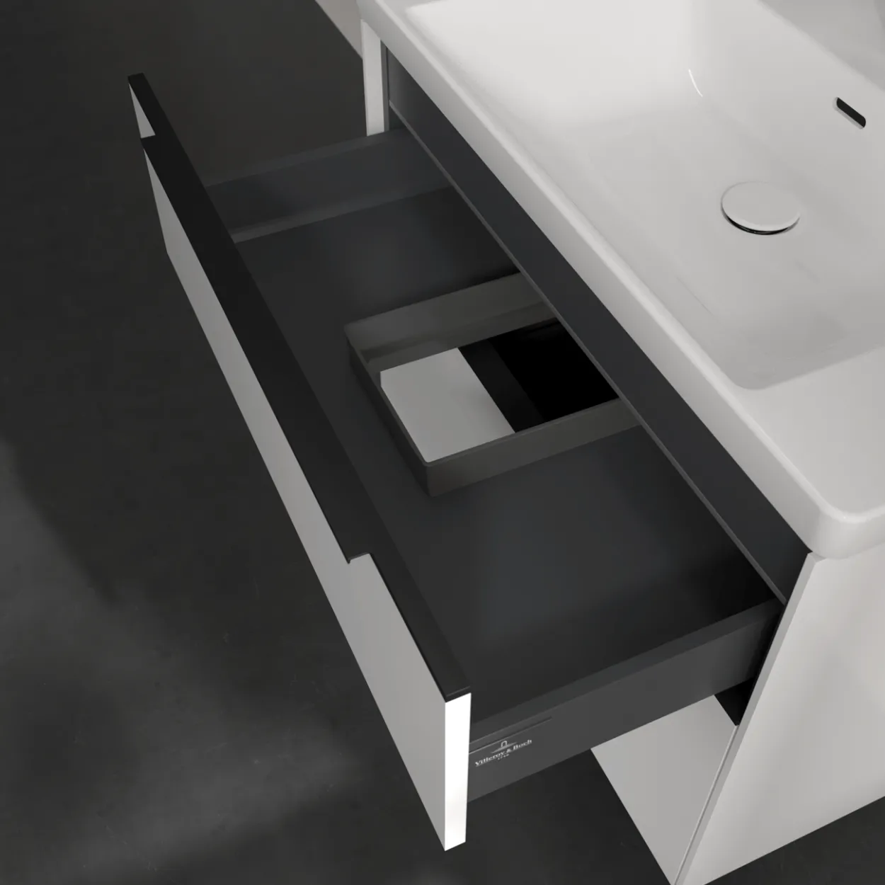 V&b subway 3.0 servantskap 77x57 brilliant white m/lys håndtak i volcano black