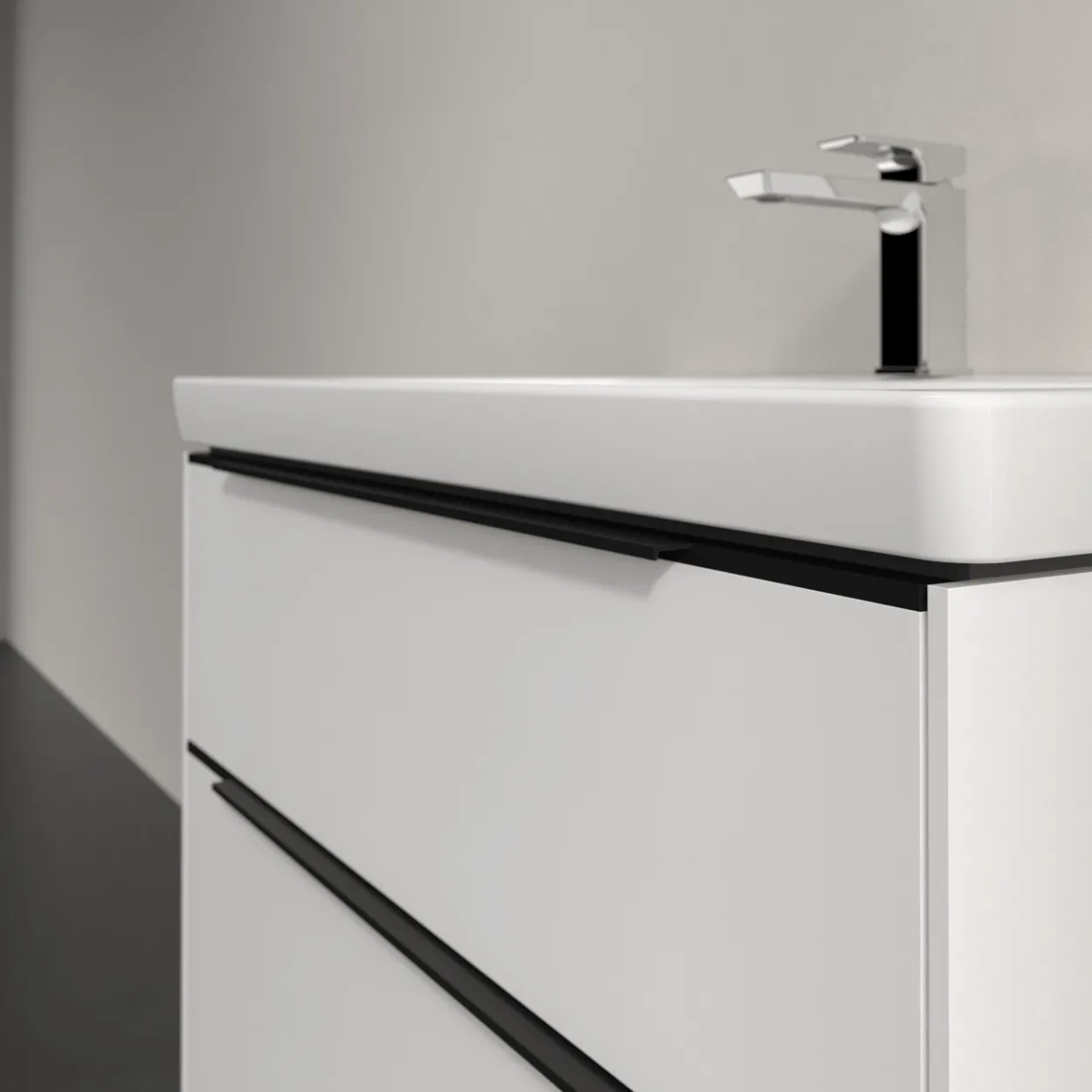 V&b subway 3.0 servantskap 77x57 brilliant white m/lys håndtak i volcano black