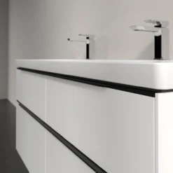 V&b subway 3.0 servantskap 127x57 brilliant white m/lys håndtak i volcano black